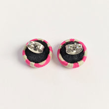 Load image into Gallery viewer, butterfly back of the highlighter pink stripe earring