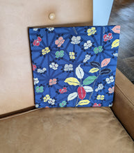 Load image into Gallery viewer, Navy colour square wall art with colourful flowers