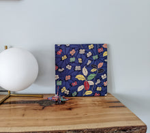 Load image into Gallery viewer, Navy colour square wall art with colourful flowers