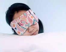Load image into Gallery viewer, Silk Kimono Sleep Eye Mask - Blue dotted scenery