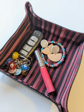 Load image into Gallery viewer, Fabric Valet Tray (black, pink and red stripes)