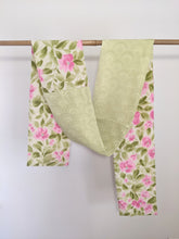 Load image into Gallery viewer, Silk Kimono Scarf - Green and Pink Flowers