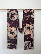 Load image into Gallery viewer, Silk Kimono Scarf - Brown Purple Floral