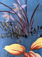 Load image into Gallery viewer, Silk Kimono Scarf - Blue with Colourful Flowers