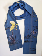 Load image into Gallery viewer, Silk Kimono Scarf - Blue with Colourful Flowers