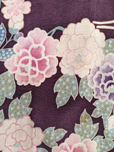 Load image into Gallery viewer, Silk Kimono Scarf - Brown Purple Floral
