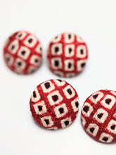 Load image into Gallery viewer, Shibori Button Earring - red