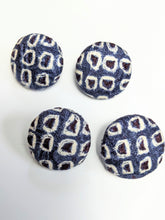 Load image into Gallery viewer, Shibori Button Earring - dark navy