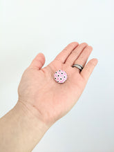 Load image into Gallery viewer, Shibori Button Earring - pink and dark purple