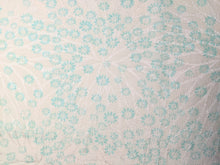 Load image into Gallery viewer, Cufflinks and Pocket Square - White with turquoise flowers