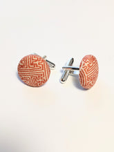 Load image into Gallery viewer, Cufflinks and Pocket Square - Pink Orange Bamboo