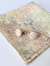 Load image into Gallery viewer, Cufflinks and Pocket Square - Creamy White with Colourful Sansha