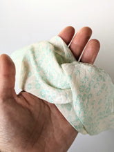 Load image into Gallery viewer, Silk Turban Headband - White with tiffany blue flowers