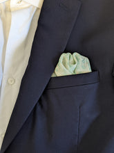 Load image into Gallery viewer, Cufflinks and Pocket Square - White with turquoise flowers