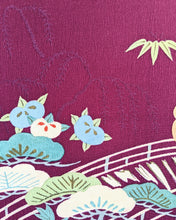 Load image into Gallery viewer, Japanese bridge landscape wall art (red purple)