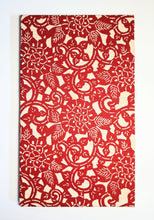 Load image into Gallery viewer, Red and white floral sarasa obi wall art