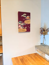 Load image into Gallery viewer, Japanese bridge landscape wall art (red purple)