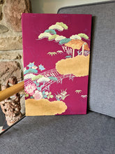 Load image into Gallery viewer, Japanese bridge landscape wall art (red purple)