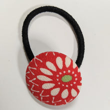 Load image into Gallery viewer, Silk Covered Button hair tie (Flower 5 variations)