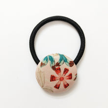 Load image into Gallery viewer, Silk Covered Button hair tie (Flower 6 variations)