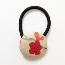 Load image into Gallery viewer, Silk Covered Button hair tie (Flower 6 variations)