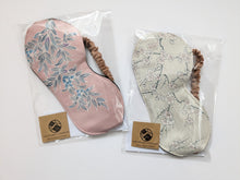 Load image into Gallery viewer, Silk Kimono Sleep Eye Mask - Blue flower