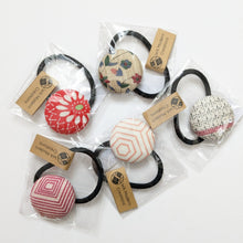 Load image into Gallery viewer, Silk Covered Button hair tie (Fun Patterns 4 variations)