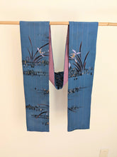 Load image into Gallery viewer, Silk Kimono Scarf - Blue with Colourful Flowers