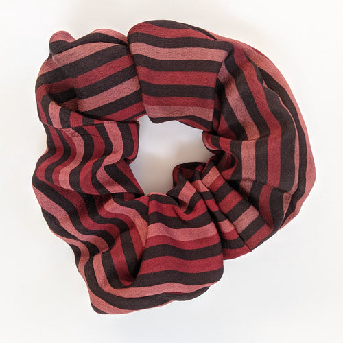 pink red black stripe scrunchie