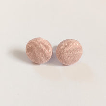 Load image into Gallery viewer, Round light pink fabric stud earring
