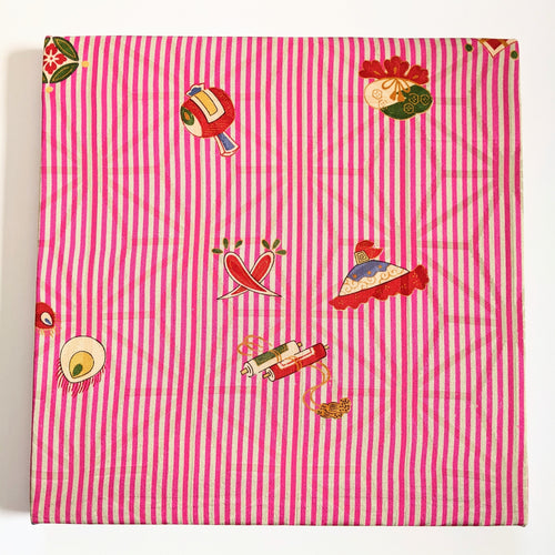 pink stripe square wall art