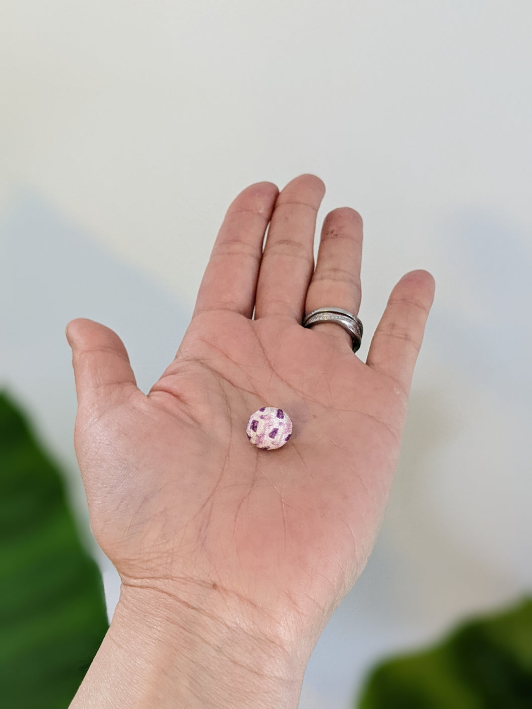 Shibori Button Earring - purple mix