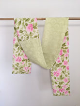 Load image into Gallery viewer, Silk Kimono Scarf - Green and Pink Flowers
