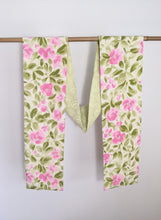 Load image into Gallery viewer, Silk Kimono Scarf - Green and Pink Flowers
