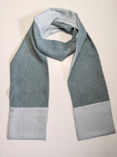 Load image into Gallery viewer, Silk Kimono Scarf - Light Blue and Dark Green Mesh Patterns
