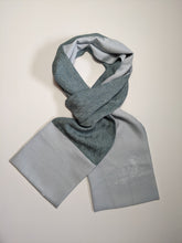 Load image into Gallery viewer, Silk Kimono Scarf - Light Blue and Dark Green Mesh Patterns
