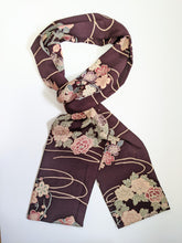 Load image into Gallery viewer, Silk Kimono Scarf - Brown Purple Floral
