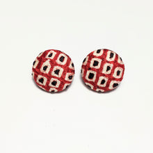 Load image into Gallery viewer, Shibori Button Earring - red
