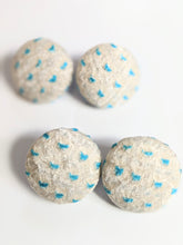 Load image into Gallery viewer, Shibori Button Earring - white and tiffany blue
