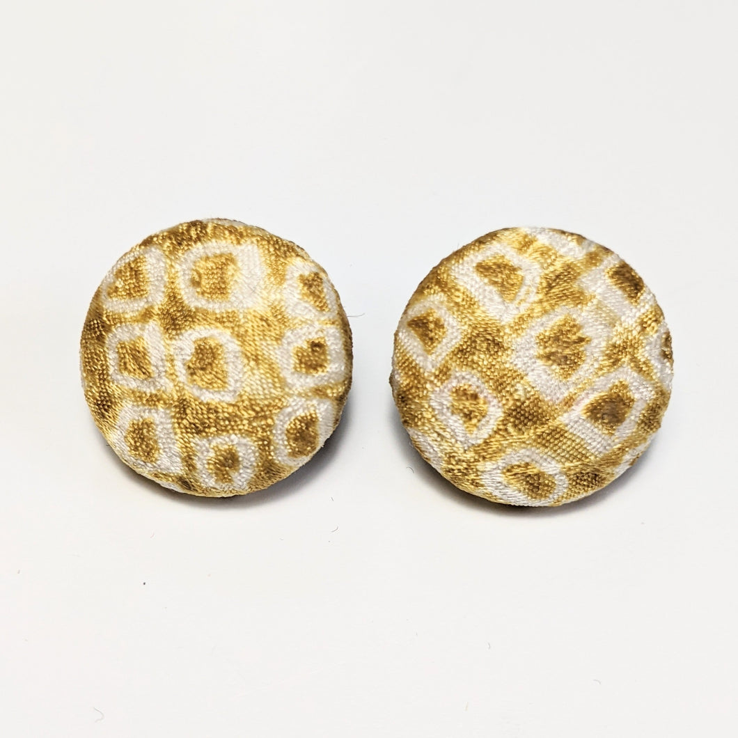 Shibori Button Earring - golden yellow