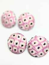 Load image into Gallery viewer, Shibori Button Earring - pink and dark purple
