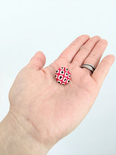 Load image into Gallery viewer, Shibori Button Earring - red
