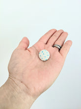 Load image into Gallery viewer, Shibori Button Earring - white and tiffany blue
