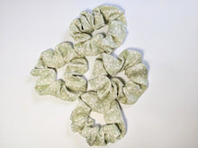 Load image into Gallery viewer, Green Ume and Sakura Silk Scrunchie
