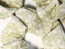 Load image into Gallery viewer, Green Ume and Sakura Silk Scrunchie
