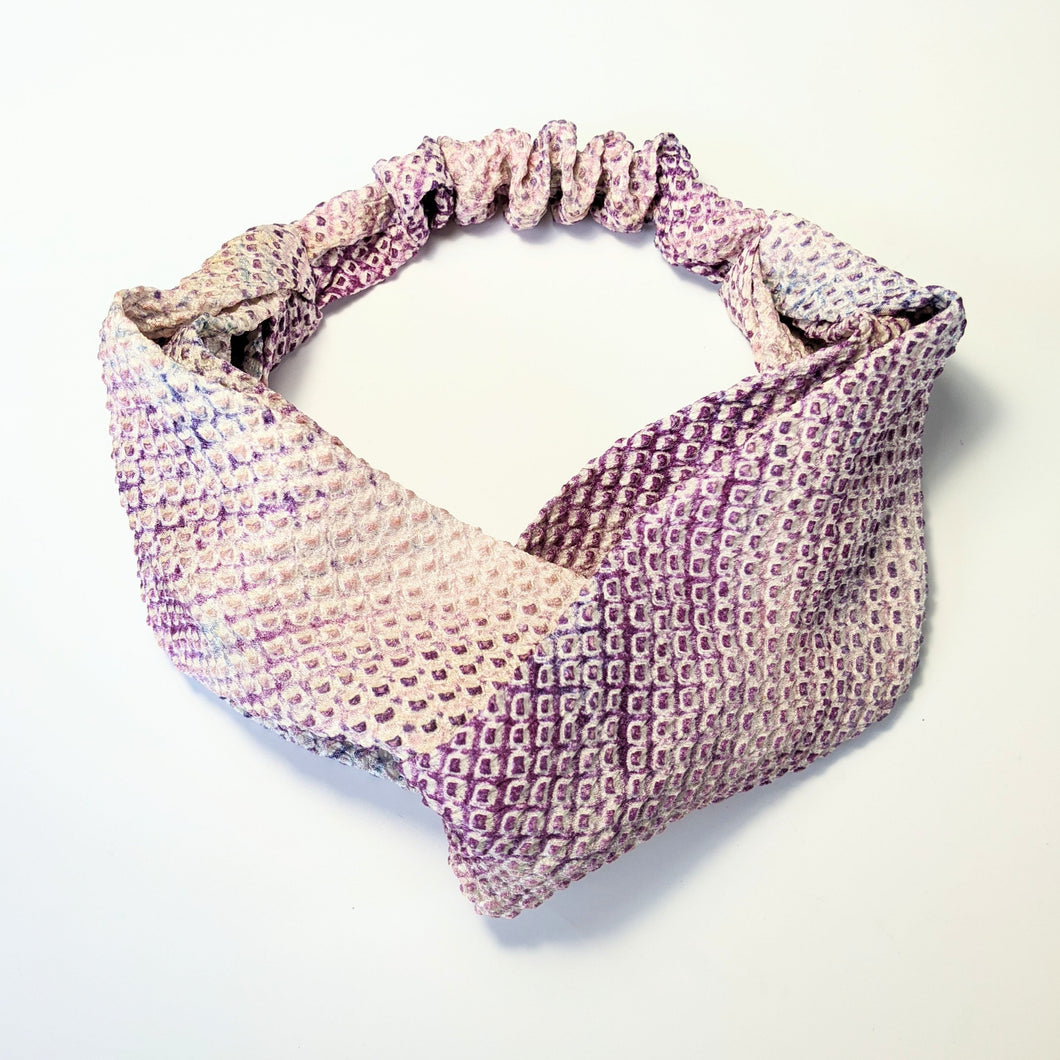 Silk Turban Headband - Shibori purple mix