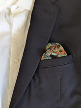 Load image into Gallery viewer, Cufflinks and Pocket Square - Navy floral
