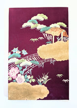 Load image into Gallery viewer, Japanese bridge landscape wall art (red purple)
