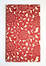 Load image into Gallery viewer, Red and white floral sarasa obi wall art
