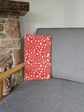 Load image into Gallery viewer, Red and white floral sarasa obi wall art
